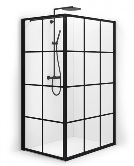 Macro Duschhörn Empire Swing - Klarglas med spröjs Svart matt 125x100