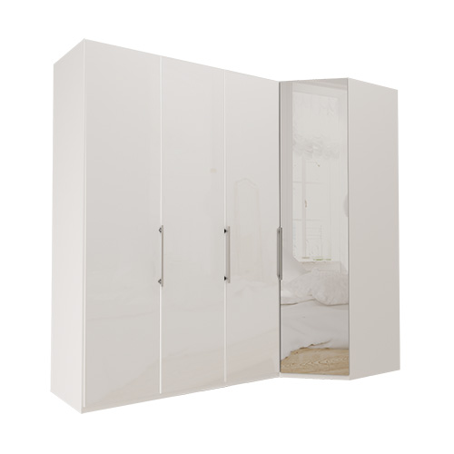 Garderob Atlanta - Vit 216 cm, 150 cm, Vitt glas