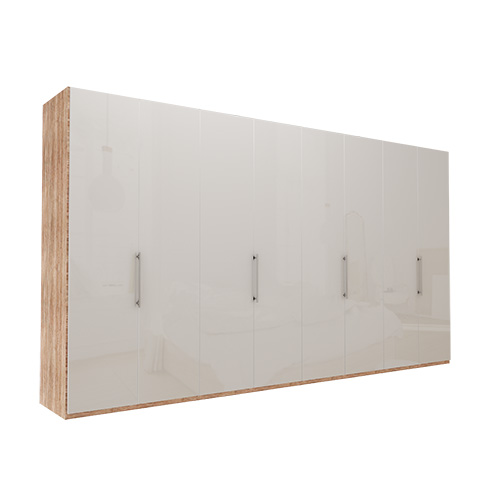 Garderob Atlanta - Ljus rustik ek 216 cm, 400 cm, Utan kornisch / ram