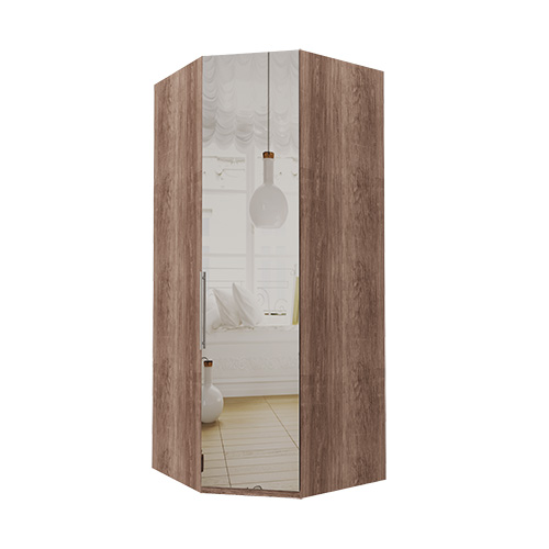 Hörngarderob Atlanta garderob Spegel, 216 cm, Mörk rustik ek