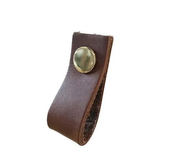 Linfalk Loop läder Längd 65mm brun-mässing 0155L-3201