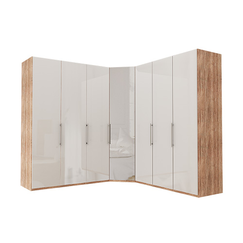 Garderob Atlanta - Ljus rustik ek 216 cm, 150 + hörn + 150