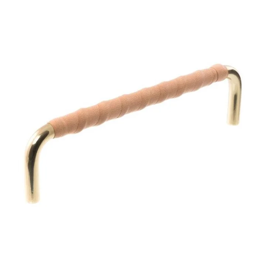 Linfalk Handtag mässing/natur läder lindat utan fot 7353-128-0121LL