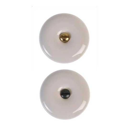 Linfalk Knopp vit porslin - inkl. mäss + svart skruv KB-5313-35-20