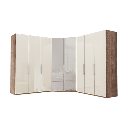 Garderob Atlanta - Mörk rustik ek 216 cm, 150 + walk-in + 150