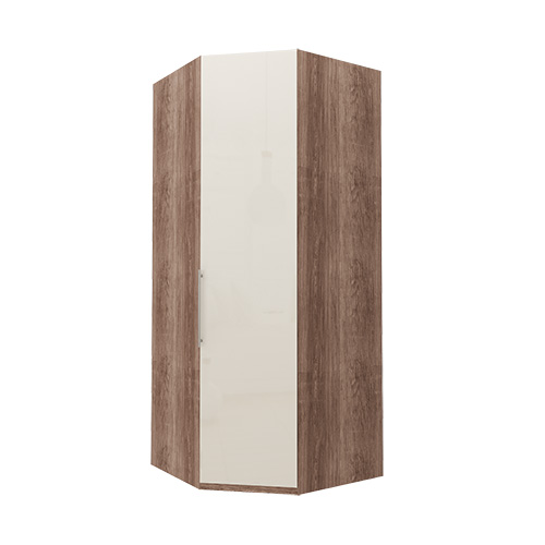 Hörngarderob Atlanta garderob 236 cm, Mörk rustik ek, Magnolia glas