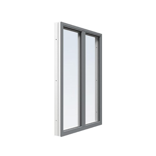 Energi Aluminium Fast fönster med mittpost 16, 10, Askgrå
